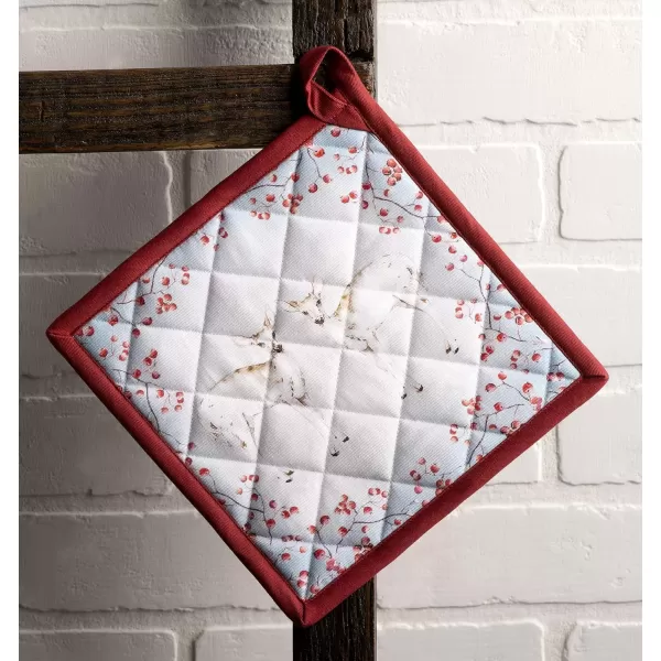 imageMaison d Hermine Pot Holder 100 Cotton Potholder Set of 2 Heat Resistant 8quotx8quot with Loop Hot Pads Kitchen Baking Barbeque ampamp Microwave Kalahari  ThanksgivingChristmas33  Fairytale Forest