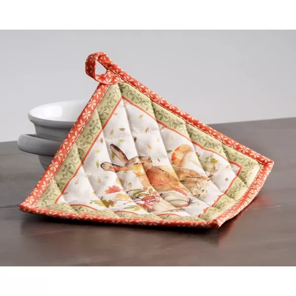 imageMaison d Hermine Pot Holder 100 Cotton Potholder Set of 2 Heat Resistant 8quotx8quot with Loop Hot Pads Kitchen Baking Barbeque ampamp Microwave Kalahari  ThanksgivingChristmas46  Pumpkin Passion