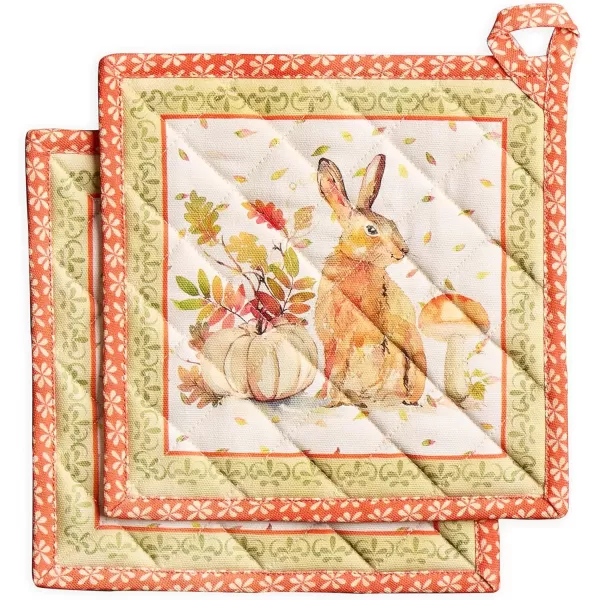 imageMaison d Hermine Pot Holder 100 Cotton Potholder Set of 2 Heat Resistant 8quotx8quot with Loop Hot Pads Kitchen Baking Barbeque ampamp Microwave Kalahari  ThanksgivingChristmas46  Pumpkin Passion