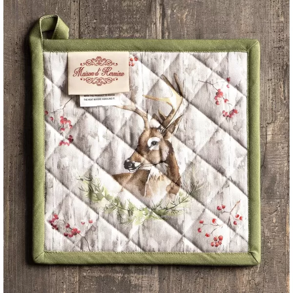 imageMaison d Hermine Pot Holder 100 Cotton Potholder Set of 2 Heat Resistant 8quotx8quot with Loop Hot Pads Kitchen Baking Barbeque ampamp Microwave Kalahari  ThanksgivingChristmas35  Mountain Life