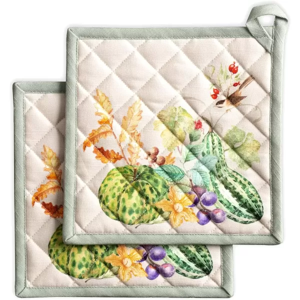 imageMaison d Hermine Pot Holder 100 Cotton Potholder Set of 2 Heat Resistant 8quotx8quot with Loop Hot Pads Kitchen Baking Barbeque ampamp Microwave Kalahari  ThanksgivingChristmas40  Lumina