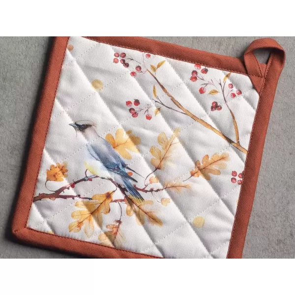 imageMaison d Hermine Pot Holder 100 Cotton Potholder Set of 2 Heat Resistant 8quotx8quot with Loop Hot Pads Kitchen Baking Barbeque ampamp Microwave Kalahari  ThanksgivingChristmas37  Oak Leaves