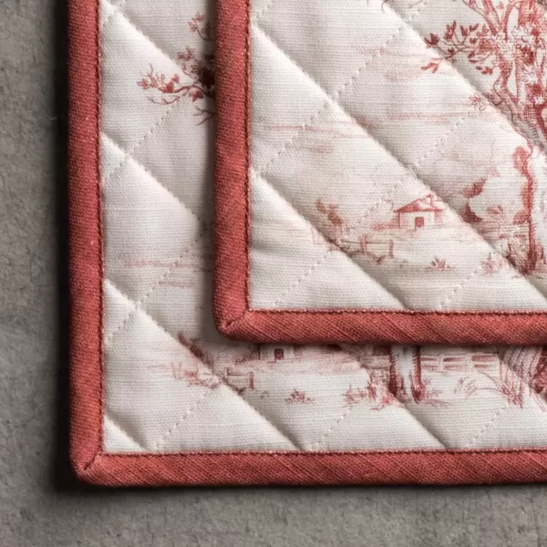 imageMaison d Hermine Pot Holder 100 Cotton Potholder Set of 2 Heat Resistant 8quotx8quot with Loop Hot Pads Kitchen Baking Barbeque ampamp Microwave Kalahari  ThanksgivingChristmas43  Holy Jouy  Red