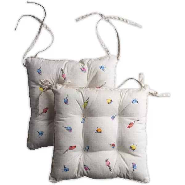 imageMaison d Hermine Chairpads 100 Cotton Set of 2 Decorative Chair Pads with Ties Polyester Filling CushionPillow for Office Kitchen ampamp Living Room Birdies On Wire  SpringSummer 16 Inch x 16 Inch