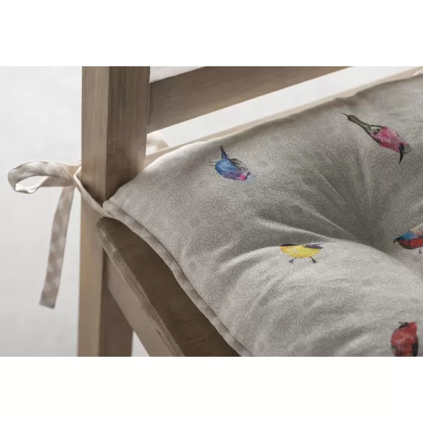 imageMaison d Hermine Chairpads 100 Cotton Set of 2 Decorative Chair Pads with Ties Polyester Filling CushionPillow for Office Kitchen ampamp Living Room Birdies On Wire  SpringSummer 16 Inch x 16 Inch