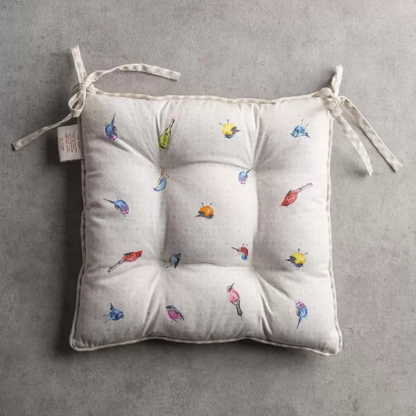 imageMaison d Hermine Chairpads 100 Cotton Set of 2 Decorative Chair Pads with Ties Polyester Filling CushionPillow for Office Kitchen ampamp Living Room Birdies On Wire  SpringSummer 16 Inch x 16 Inch