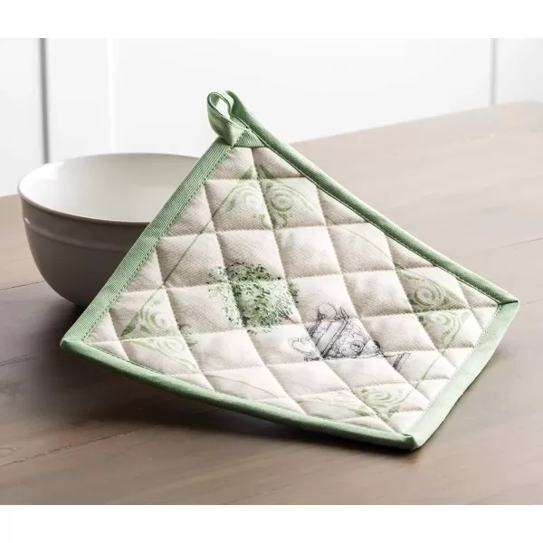 imageMaison d Hermine Potholders 100 Cotton 8quotx8quot Hotpads Heat Resistant with Loop Pot Holder Baking Grilling Home Handling Hot Pans Botanical Fresh  SpringSummer16  Jardin Du Roy