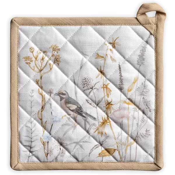 imageMaison d Hermine Potholders 100 Cotton 8quotx8quot Hotpads Heat Resistant with Loop Pot Holder Baking Grilling Home Handling Hot Pans Botanical Fresh  SpringSummer35  Meadow Florals  Beige