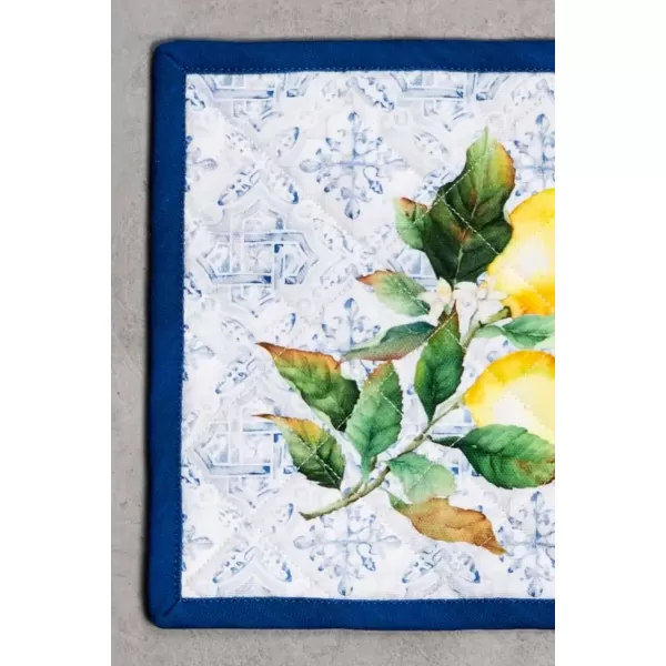 imageMaison d Hermine Potholders 100 Cotton 8quotx8quot Hotpads Heat Resistant with Loop Pot Holder Baking Grilling Home Handling Hot Pans Botanical Fresh  SpringSummerCitrus