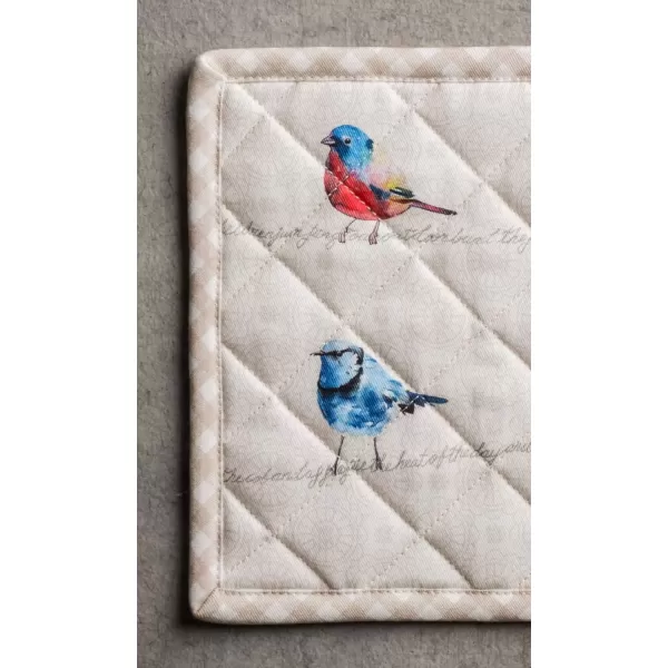 imageMaison d Hermine Potholders 100 Cotton 8quotx8quot Hotpads Heat Resistant with Loop Pot Holder Baking Grilling Home Handling Hot Pans Botanical Fresh  SpringSummer1  Birdies on Wire