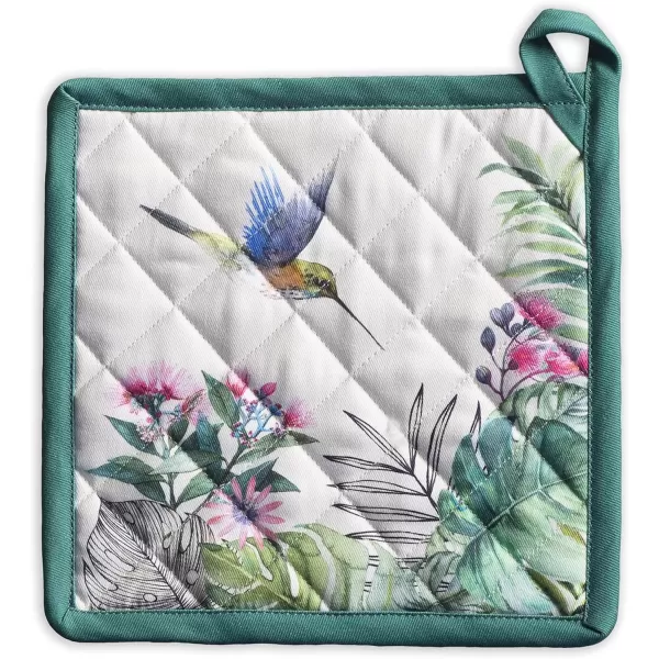 imageMaison d Hermine Potholders 100 Cotton 8quotx8quot Hotpads Heat Resistant with Loop Pot Holder Baking Grilling Home Handling Hot Pans Botanical Fresh  SpringSummer11  Tropiques