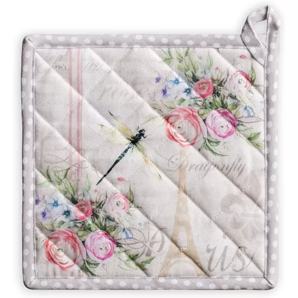 imageMaison d Hermine Potholders 100 Cotton 8quotx8quot Hotpads Heat Resistant with Loop Pot Holder Baking Grilling Home Handling Hot Pans Botanical Fresh  SpringSummer23  Champ De Mars