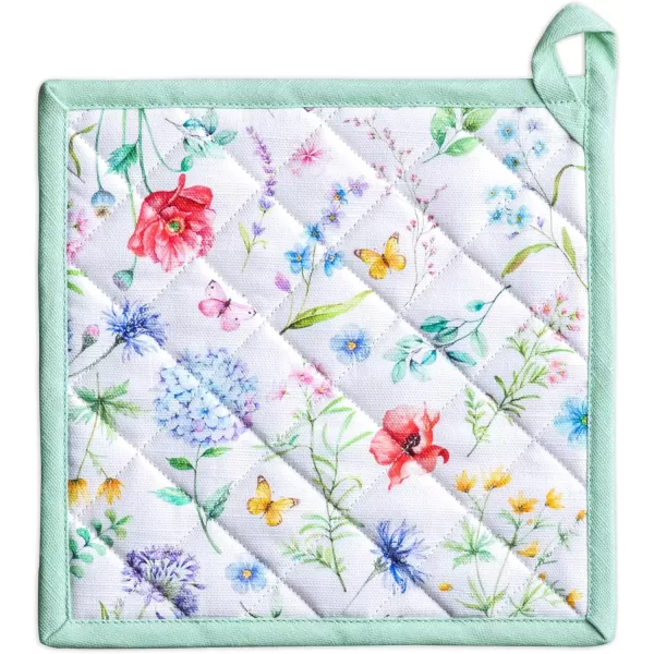 imageMaison d Hermine Potholders 100 Cotton 8quotx8quot Hotpads Heat Resistant with Loop Pot Holder Baking Grilling Home Handling Hot Pans Botanical Fresh  SpringSummer14  Just Floral