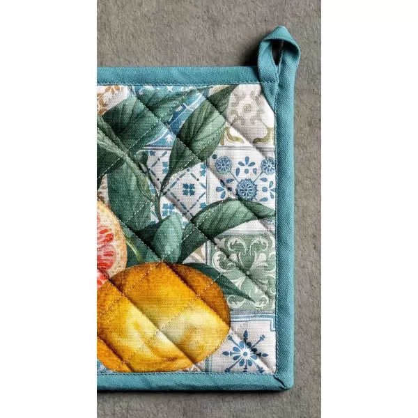 imageMaison d Hermine Potholders 100 Cotton 8quotx8quot Hotpads Heat Resistant with Loop Pot Holder Baking Grilling Home Handling Hot Pans Botanical Fresh  SpringSummer12  Agrume