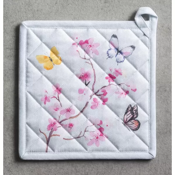 imageMaison d Hermine Potholders 100 Cotton 8quotx8quot Hotpads Heat Resistant with Loop Pot Holder Baking Grilling Home Handling Hot Pans Botanical Fresh  SpringSummer17  Blossoms in Spring