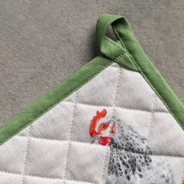 imageMaison d Hermine Potholders 100 Cotton 8quotx8quot Hotpads Heat Resistant with Loop Pot Holder Baking Grilling Home Handling Hot Pans Botanical Fresh  SpringSummer18  Basse Cour