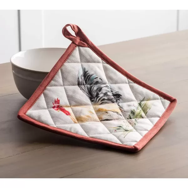 imageMaison d Hermine Potholders 100 Cotton 8quotx8quot Hotpads Heat Resistant with Loop Pot Holder Baking Grilling Home Handling Hot Pans Botanical Fresh  SpringSummer5  Campagne  Coq