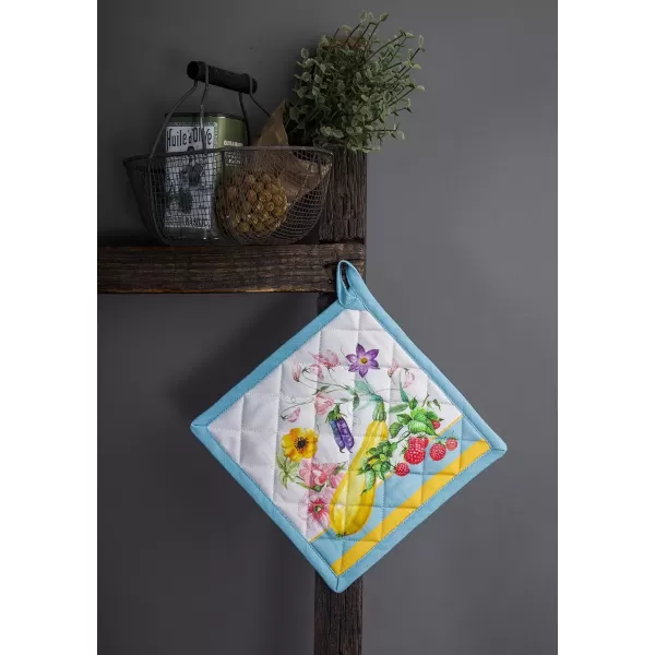 imageMaison d Hermine Potholders 100 Cotton 8quotx8quot Hotpads Heat Resistant with Loop Pot Holder Baking Grilling Home Handling Hot Pans Botanical Fresh  SpringSummer30  Giverny
