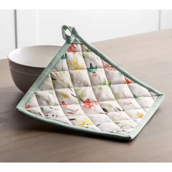 imageMaison d Hermine Potholders 100 Cotton 8quotx8quot Hotpads Heat Resistant with Loop Pot Holder Baking Grilling Home Handling Hot Pans Botanical Fresh  SpringSummer10  Colmar