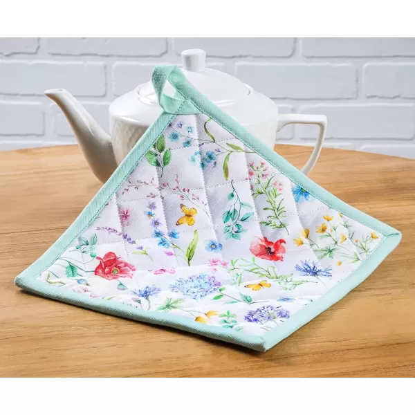 imageMaison d Hermine Potholders 100 Cotton 8quotx8quot Hotpads Heat Resistant with Loop Pot Holder Baking Grilling Home Handling Hot Pans Botanical Fresh  SpringSummer14  Just Floral
