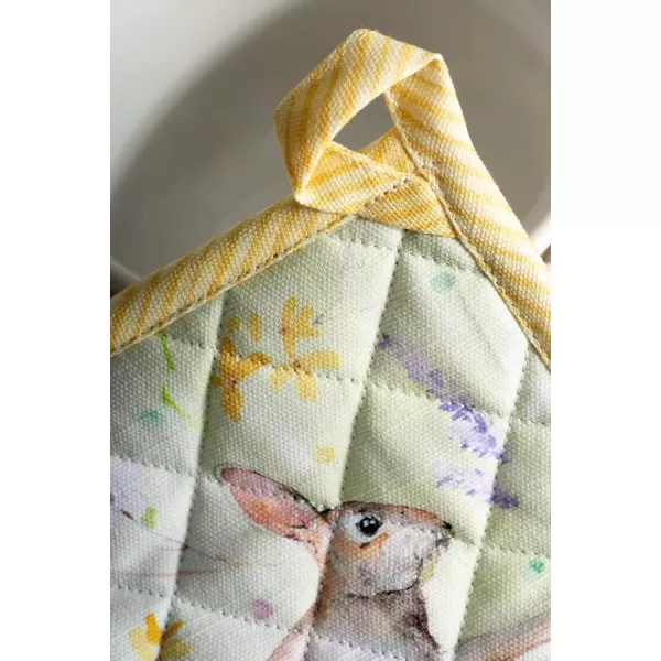 imageMaison d Hermine Potholders 100 Cotton 8quotx8quot Hotpads Heat Resistant with Loop Pot Holder Baking Grilling Home Handling Hot Pans Botanical Fresh  SpringSummerEaster Zest