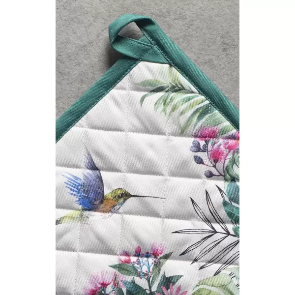 imageMaison d Hermine Potholders 100 Cotton 8quotx8quot Hotpads Heat Resistant with Loop Pot Holder Baking Grilling Home Handling Hot Pans Botanical Fresh  SpringSummer11  Tropiques