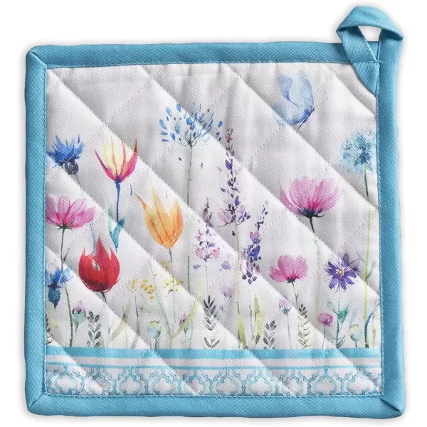 imageMaison d Hermine Potholders 100 Cotton 8quotx8quot Hotpads Heat Resistant with Loop Pot Holder Baking Grilling Home Handling Hot Pans Botanical Fresh  SpringSummer37  Flower in the Field