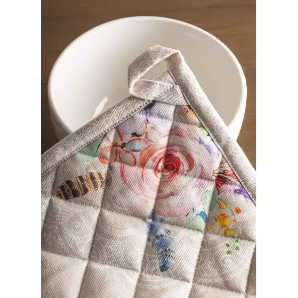 imageMaison d Hermine Potholders 100 Cotton 8quotx8quot Hotpads Heat Resistant with Loop Pot Holder Baking Grilling Home Handling Hot Pans Botanical Fresh  SpringSummer50  Ibiza  Beige
