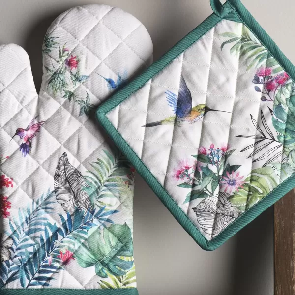 imageMaison d Hermine Potholders 100 Cotton 8quotx8quot Hotpads Heat Resistant with Loop Pot Holder Baking Grilling Home Handling Hot Pans Botanical Fresh  SpringSummer11  Tropiques