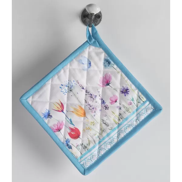 imageMaison d Hermine Potholders 100 Cotton 8quotx8quot Hotpads Heat Resistant with Loop Pot Holder Baking Grilling Home Handling Hot Pans Botanical Fresh  SpringSummer37  Flower in the Field