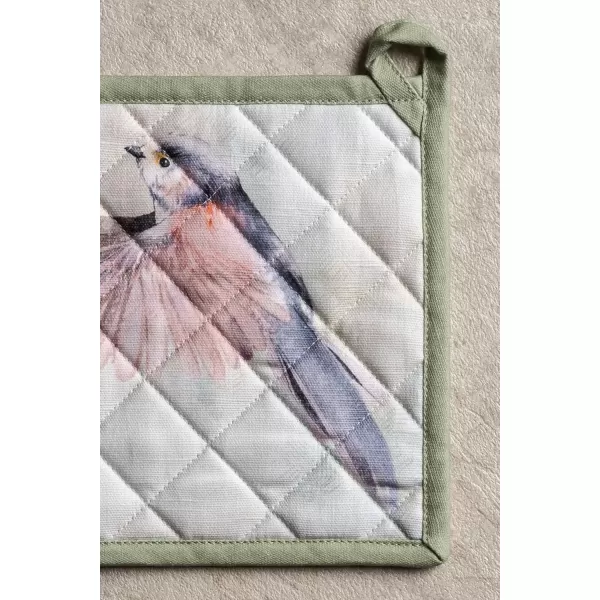 imageMaison d Hermine Potholders 100 Cotton 8quotx8quot Hotpads Heat Resistant with Loop Pot Holder Baking Grilling Home Handling Hot Pans Botanical Fresh  SpringSummer26  Flying Birds