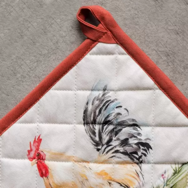 imageMaison d Hermine Potholders 100 Cotton 8quotx8quot Hotpads Heat Resistant with Loop Pot Holder Baking Grilling Home Handling Hot Pans Botanical Fresh  SpringSummer5  Campagne  Coq