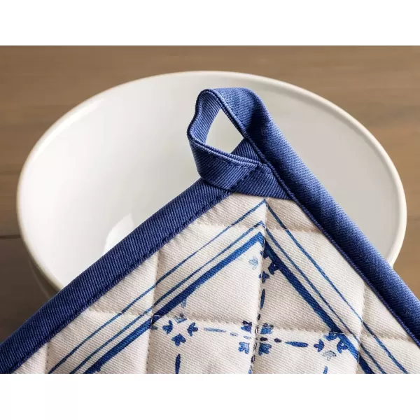 imageMaison d Hermine Potholders 100 Cotton 8quotx8quot Hotpads Heat Resistant with Loop Pot Holder Baking Grilling Home Handling Hot Pans Botanical Fresh  SpringSummer8  Faience