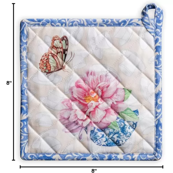 imageMaison d Hermine Potholders 100 Cotton 8quotx8quot Hotpads Heat Resistant with Loop Pot Holder Baking Grilling Home Handling Hot Pans Botanical Fresh  SpringSummer2  Canton