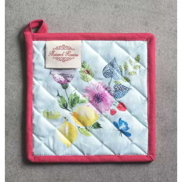 imageMaison d Hermine Potholders 100 Cotton 8quotx8quot Hotpads Heat Resistant with Loop Pot Holder Baking Grilling Home Handling Hot Pans Botanical Fresh  SpringSummer32  Jardin Dete  Mint