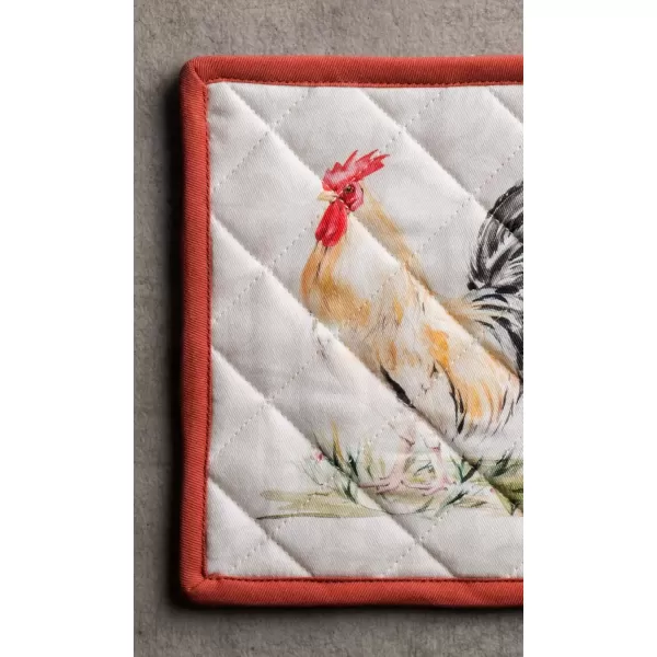 imageMaison d Hermine Potholders 100 Cotton 8quotx8quot Hotpads Heat Resistant with Loop Pot Holder Baking Grilling Home Handling Hot Pans Botanical Fresh  SpringSummer5  Campagne  Coq