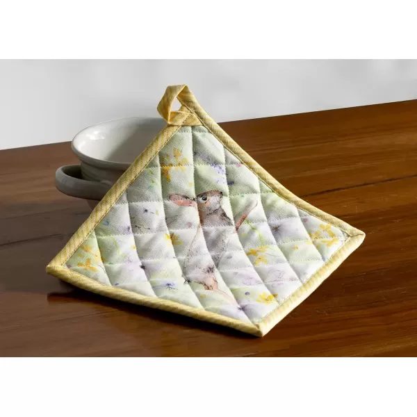 imageMaison d Hermine Potholders 100 Cotton 8quotx8quot Hotpads Heat Resistant with Loop Pot Holder Baking Grilling Home Handling Hot Pans Botanical Fresh  SpringSummerEaster Zest