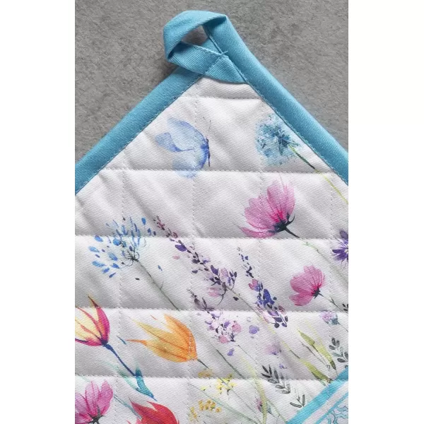 imageMaison d Hermine Potholders 100 Cotton 8quotx8quot Hotpads Heat Resistant with Loop Pot Holder Baking Grilling Home Handling Hot Pans Botanical Fresh  SpringSummer37  Flower in the Field
