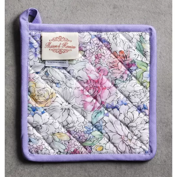 imageMaison d Hermine Potholders 100 Cotton 8quotx8quot Hotpads Heat Resistant with Loop Pot Holder Baking Grilling Home Handling Hot Pans Botanical Fresh  SpringSummer36  Floral Love