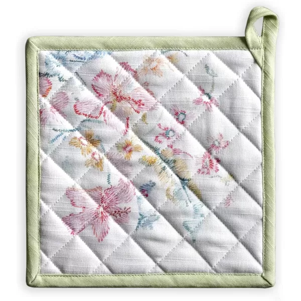 imageMaison d Hermine Potholders 100 Cotton 8quotx8quot Hotpads Heat Resistant with Loop Pot Holder Baking Grilling Home Handling Hot Pans Botanical Fresh  SpringSummer52  Paradise Island