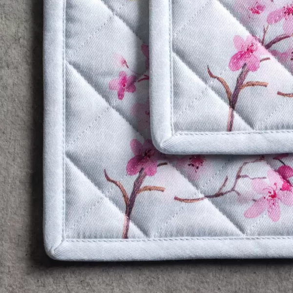 imageMaison d Hermine Potholders 100 Cotton 8quotx8quot Hotpads Heat Resistant with Loop Pot Holder Baking Grilling Home Handling Hot Pans Botanical Fresh  SpringSummer17  Blossoms in Spring
