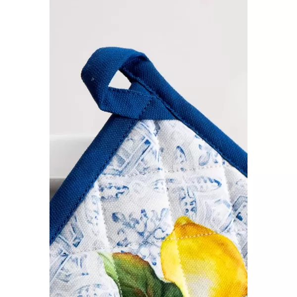 imageMaison d Hermine Potholders 100 Cotton 8quotx8quot Hotpads Heat Resistant with Loop Pot Holder Baking Grilling Home Handling Hot Pans Botanical Fresh  SpringSummerCitrus