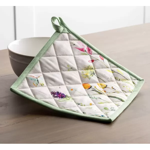 imageMaison d Hermine Potholders 100 Cotton 8quotx8quot Hotpads Heat Resistant with Loop Pot Holder Baking Grilling Home Handling Hot Pans Botanical Fresh  SpringSummer7  Botanical Fresh