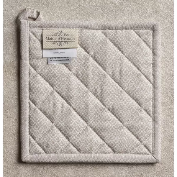 imageMaison d Hermine Potholders 100 Cotton 8quotx8quot Hotpads Heat Resistant with Loop Pot Holder Baking Grilling Home Handling Hot Pans Botanical Fresh  SpringSummer50  Ibiza  Beige