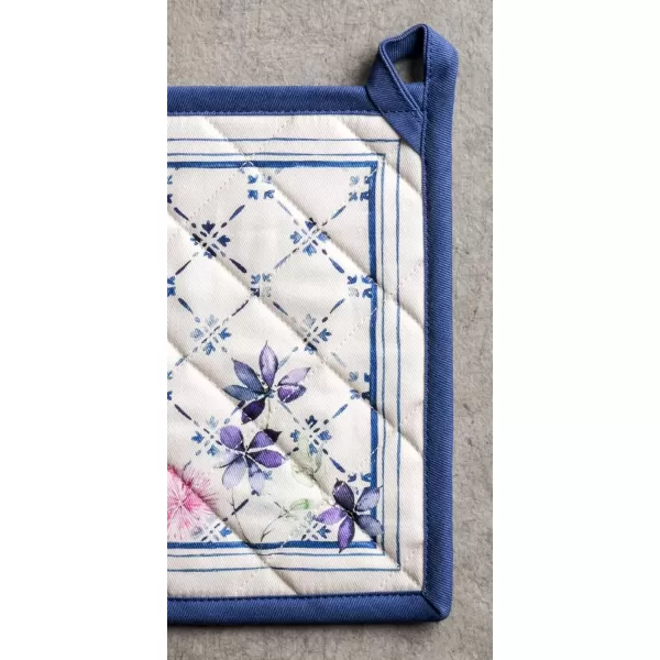 imageMaison d Hermine Potholders 100 Cotton 8quotx8quot Hotpads Heat Resistant with Loop Pot Holder Baking Grilling Home Handling Hot Pans Botanical Fresh  SpringSummer8  Faience