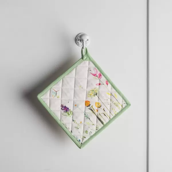 imageMaison d Hermine Potholders 100 Cotton 8quotx8quot Hotpads Heat Resistant with Loop Pot Holder Baking Grilling Home Handling Hot Pans Botanical Fresh  SpringSummer7  Botanical Fresh