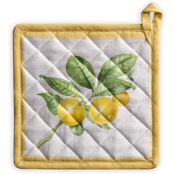 imageMaison d Hermine Potholders 100 Cotton 8quotx8quot Hotpads Heat Resistant with Loop Pot Holder Baking Grilling Home Handling Hot Pans Botanical Fresh  SpringSummer3  Limoncello