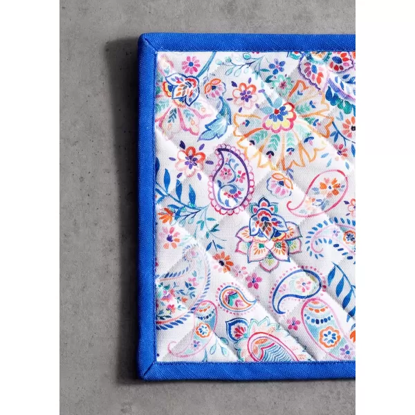 imageMaison d Hermine Potholders 100 Cotton 8quotx8quot Hotpads Heat Resistant with Loop Pot Holder Baking Grilling Home Handling Hot Pans Botanical Fresh  SpringSummer48  Indian Floral