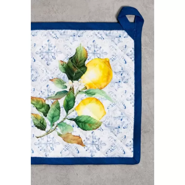 imageMaison d Hermine Potholders 100 Cotton 8quotx8quot Hotpads Heat Resistant with Loop Pot Holder Baking Grilling Home Handling Hot Pans Botanical Fresh  SpringSummerCitrus