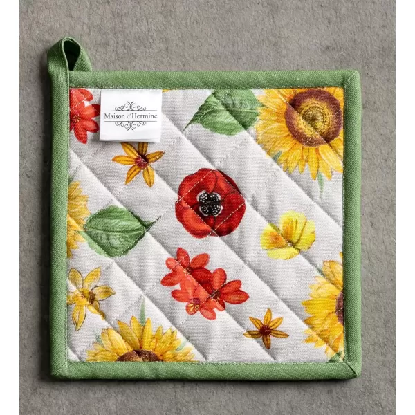 imageMaison d Hermine Potholders 100 Cotton 8quotx8quot Hotpads Heat Resistant with Loop Pot Holder Baking Grilling Home Handling Hot Pans Botanical Fresh  SpringSummer18  Basse Cour